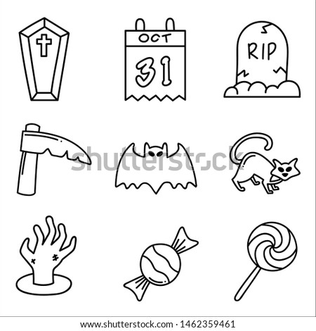 Set of Halloween doodle.Vector illustration.