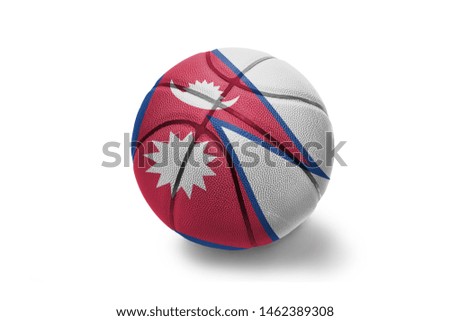 basketball ball with the colored national flag of nepal on the white background