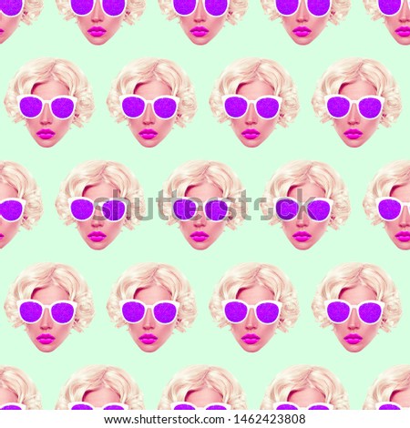 Seamless pattern. Vintage Retro Lady. Use for t-shirt, greeting cards, wrapping paper, posters, fabric print.