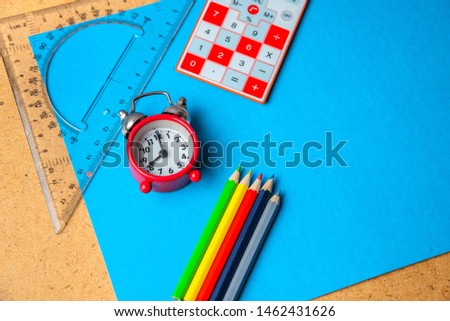 Back to school concept. School supplies on background. Copy space.