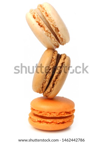 Stacked french macaroons isolated on white background