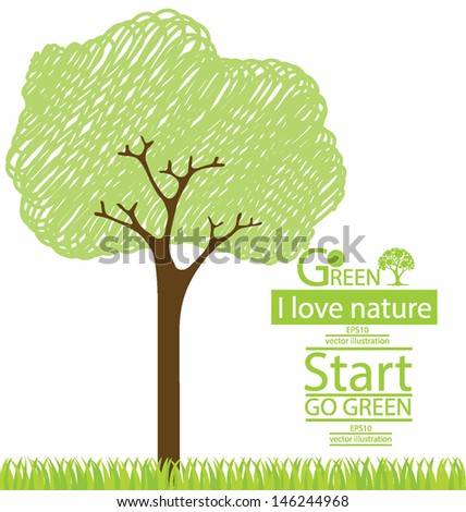 Tree design. Go green. Save world. vector illustration.