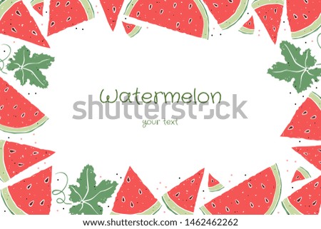 
 
rectangular frame of slices watermelon on a white background