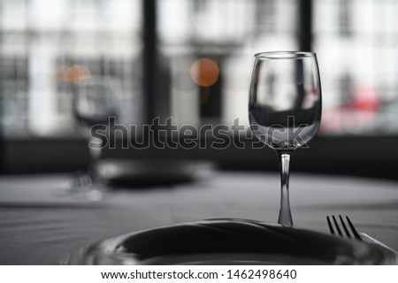 Empty glass for wine set up for the dinner - picture