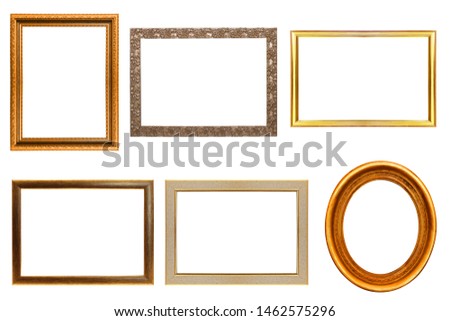 gold frame set isolated on white background. template for design