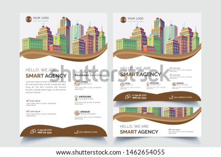 Corporate Business Flyer poster, vector template in A4, square and banner size