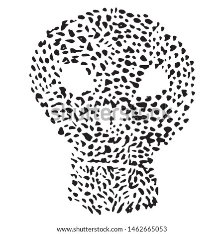 Design for a shirt of a leopard print skull isolated on white