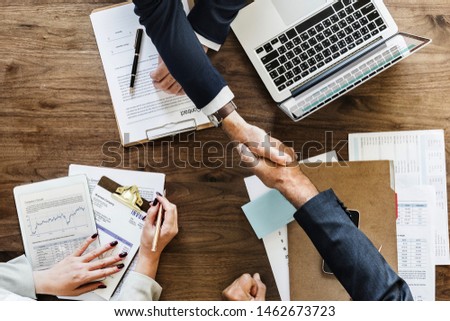Handshake in a job interview. Royalty-Free Stock Photo #1462673723