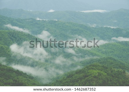 Beautiful Landscape of mountain layer and fog in the rainy day at Khao Kho, Petchabun, Thailand