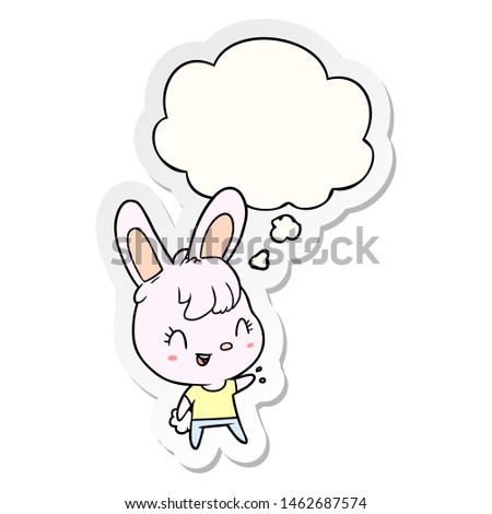 cartoon rabbit with thought bubble as a printed sticker