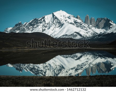 a splendid reflexed picture in Torres del Paine, Chile. 