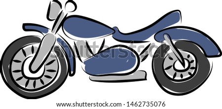 Blue motorcycle, illustration, vector on white background
