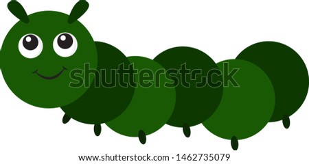 Cute green maggot, illustration, vector on white background