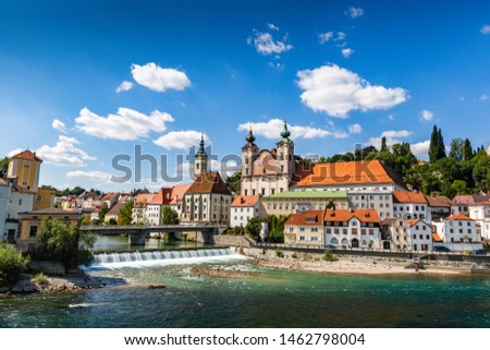 Steyr - a town in Austria. Steyr and Enns rivers. Royalty-Free Stock Photo #1462798004