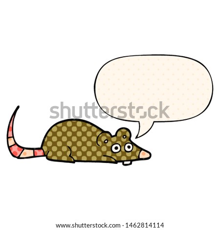 cartoon mouse with speech bubble in comic book style
