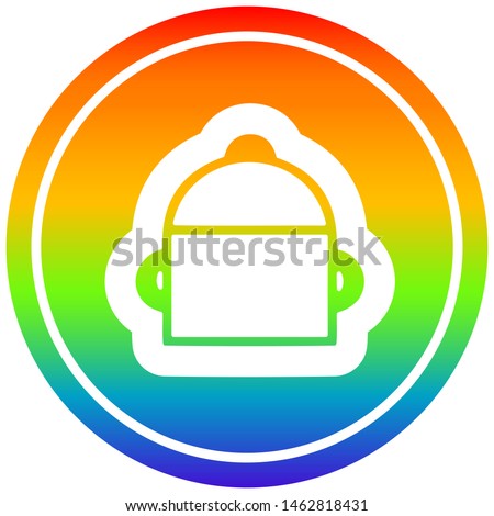 cooking pot circular icon with rainbow gradient finish