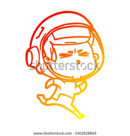 warm gradient line drawing of a cartoon stressed astronaut