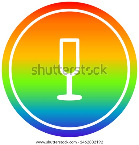 champagne flute circular icon with rainbow gradient finish