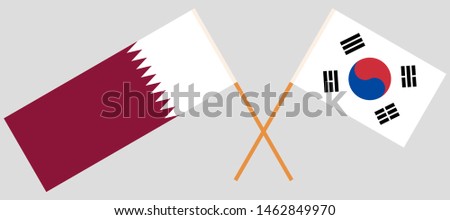 South Korea and Qatar. Crossed Korean and Qatari flags
