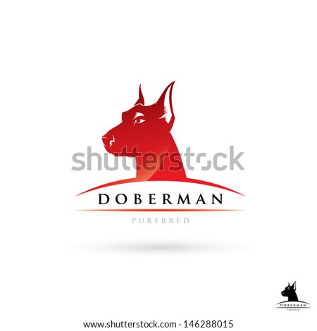 Doberman dog label - vector illustration