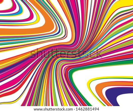Bright dynamic background with wavy twisted lines of all colors rainbow Vector illustration