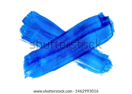 Blue brush stroke with watercolor isolated on white background
