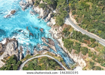 Pacific Coast Highway on Ocean Drone Royalty-Free Stock Photo #1463003195