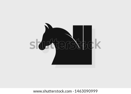 Initial logo II letter with stallion head. The combination of letters I and I is black
