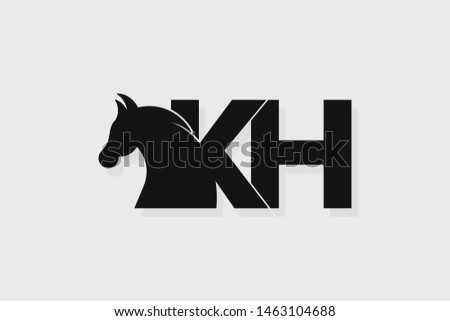 Initial logo KH letter with stallion head. The combination of letters K and H is black