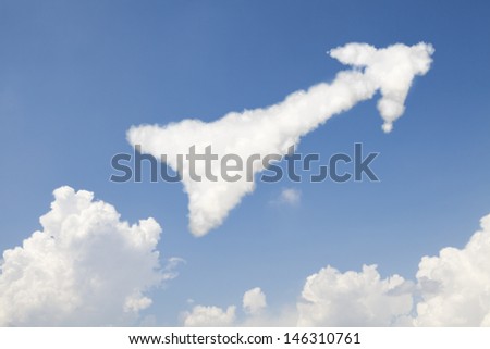 Progress and growth  concept arrow sign in clouds on blue sky