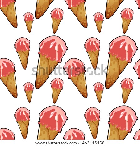 Seamless pattern tile cartoon with ice creams illustration