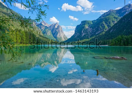Dobbiaco Lake (Lago di Dobbiaco), Dolomiti, Trentino-Alto-Adige, Italy Royalty-Free Stock Photo #1463143193