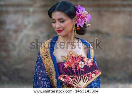 Beautiful asian portrait women in traditional costumes