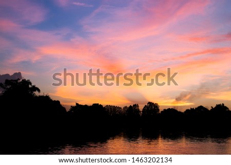 Waterfront image at sunset, evening atmosphere
