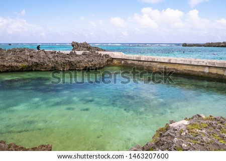 Seascape from Shigira beach in (Miyako Island) Miyakojima, Okinawa, Japan.