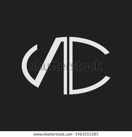 NC Logo letter oval monogram design template with black and white colors