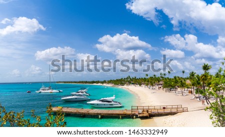 Panorama View of Harbor at Catalina Island in Dominican Republic Royalty-Free Stock Photo #1463332949