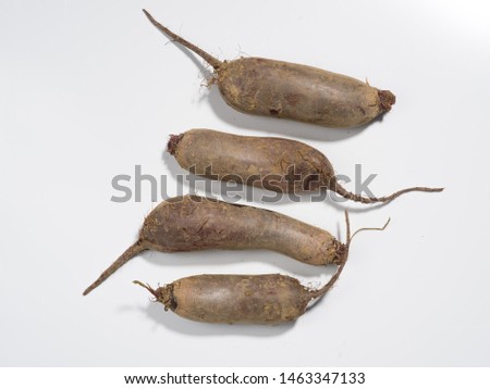 Ecological beets on a white background. photographed with a medium format camera with a resolution of 50 MP
