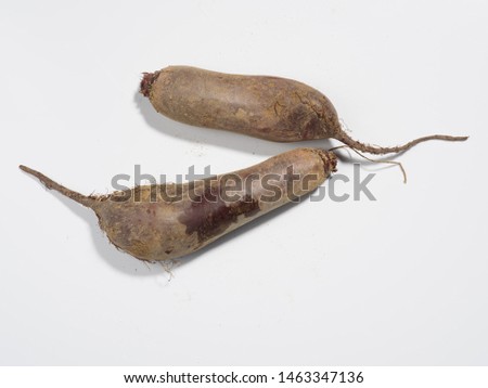 Ecological beets on a white background. photographed with a medium format camera with a resolution of 50 MP
