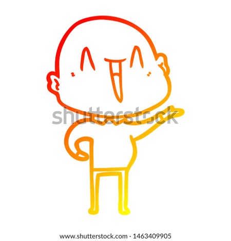warm gradient line drawing of a happy cartoon bald man