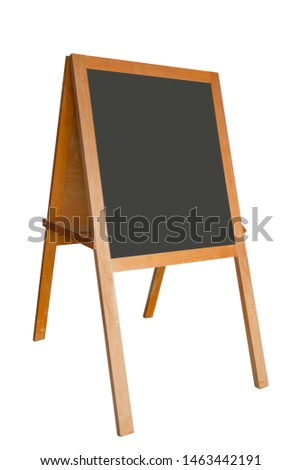 Wooden menu blackboard Isolated on white background, Outdoor display advertising menu board for cafe or restaurant