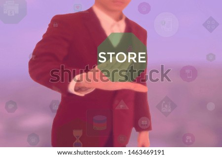 STORE - business concept presented by businessman