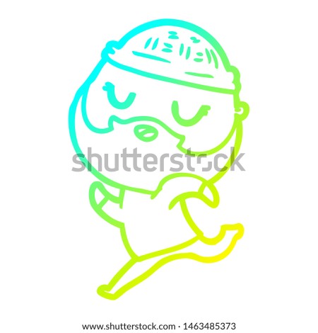 cold gradient line drawing of a cartoon man with beard