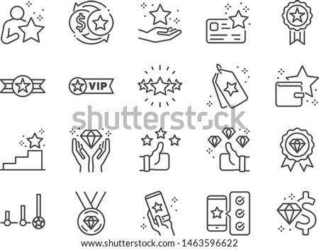 Royalty program line icon set. Included icons as member, VIP, exclusive, diamond, badge, high level and more. Royalty-Free Stock Photo #1463596622