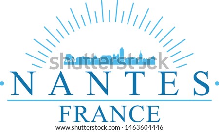 Nantes France City. Banner Design. City Skyline. Silhouette Vector. Famous Monuments.