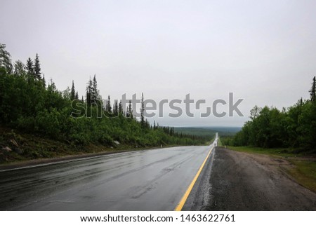 Polar road near Murmansk, Russia