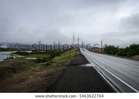 Polar road near Murmansk, Russia