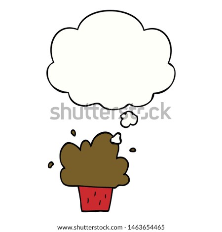 cartoon cupcake with thought bubble