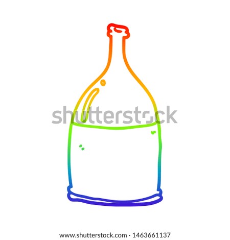rainbow gradient line drawing of a cartoon bottle