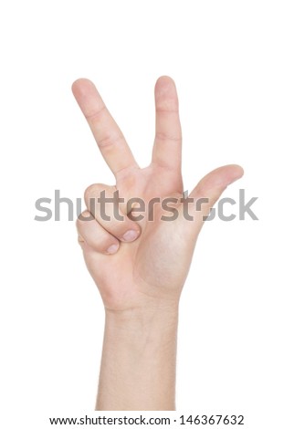 Man hand holding on a white background.